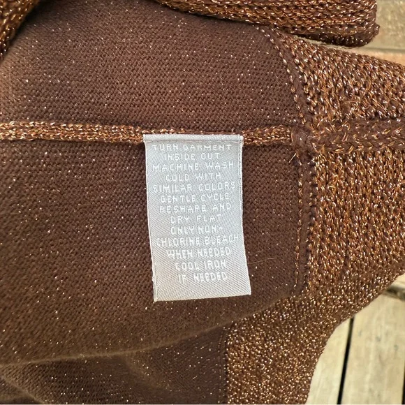 Investments Brown Women's Cardigan Sweater and High Neck Beaded Top Size Large - Picture 6 of 10